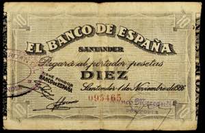 1936. Santander. 10 pesetas. (Ed. C27d) (Ed. ... 