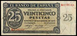 1936. Burgos. 25 pesetas. (Ed. D20a) (Ed. ... 