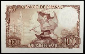 1965. 100 pesetas. (Ed. D71a var) ... 