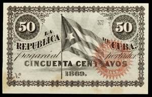 1869. La República de Cuba. 50 centavos. ... 