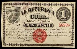 1869. La República de Cuba. 1 peso. (Ed. ... 