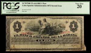 1883. Banco Español de la Habana. 1 peso. ... 