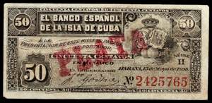 1896. Banco Español de la Isla de Cuba. 50 ... 