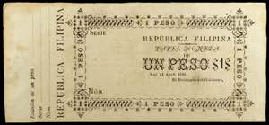 1899. República Filipina. 1 peso. ... 