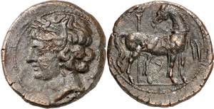 (221-210 a.C.). Zeugitana. Cartago. AE 22. ... 