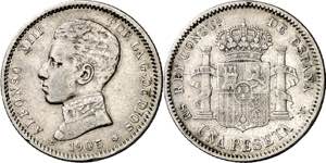 1905*190-. Alfonso XIII. SMV. 1 peseta. (AC. ... 