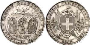 Suiza. 1842. 4 francos. (Kr. 17). Festival ... 