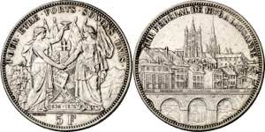 Suiza. 1875. 5 francos. (Kr. S13). Festival ... 