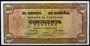 1938. Burgos. 50 pesetas. (Ed. D32a) (Ed. ... 