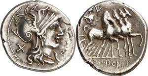 (hacia 116-115 a.C.). Gens Domitia. Denario. ... 