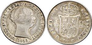 1852. Isabel II. Barcelona. 4 reales. (AC. ... 