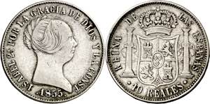 1855. Isabel II. Barcelona. 10 reales. (AC. ... 