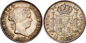 1858. Isabel II. Madrid. 10 reales. (AC. ... 