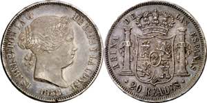 1858. Isabel II. Madrid. 20 reales. (AC. ... 