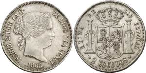 1868*1868. Isabel II. Madrid. 2 escudos. ... 