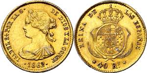 1862. Isabel II. Madrid. 40 reales. (Barrera ... 