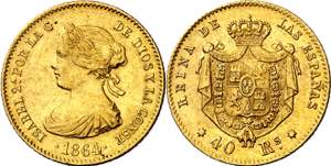1864. Isabel II. Sevilla. 40 reales. (AC. ... 
