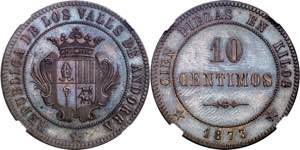 1873. Andorra. 10 céntimos. (AC. 2). En ... 