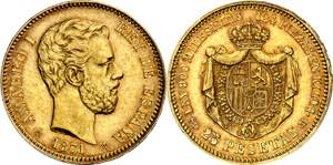 1871*1871. Amadeo I. SDM. 25 pesetas. (AC. ... 
