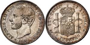 1883*1883. Alfonso XII. MSM. 2 pesetas. (AC. ... 