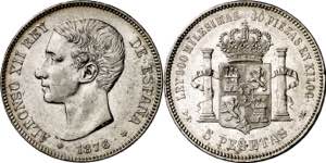 1876*1876. Alfonso XII. DEM. 5 pesetas. (AC. ... 