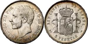 1885*1886. Alfonso XII. MSM. 5 pesetas. (AC. ... 