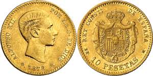 1878*1878. Alfonso XII. EMM. 10 pesetas. ... 