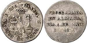 1834. Isabel II. Almansa. Medalla de ... 