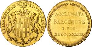 1833. Isabel II. Barcelona. Medalla de ... 