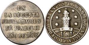 1833. Isabel II. Betanzos. Medalla de ... 