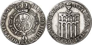 1833. Isabel II. Segovia. Medalla de ... 
