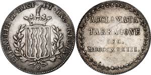 1833. Isabel II. Tarragona. Medalla de ... 
