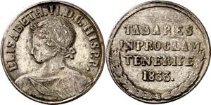 1833. Isabel II. Tenerife. Medalla de ... 