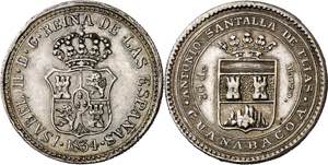 1834. Isabel II. Guanabacoa. Medalla de ... 