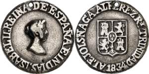 1834. Isabel II. Trinidad. Medalla de ... 