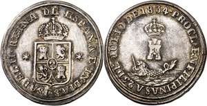 1834. Isabel II. Manila. Medalla de ... 