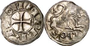 Alfonso VII (1126-1157). Lugo. Dinero. (M.M. ... 