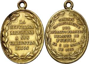 México. 1862. Batalla de Puebla. Medalla. ... 