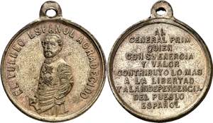 s/d (1868). Al General Prim. Medalla. Metal ... 