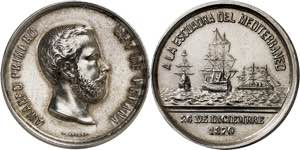 1870. Amadeo I. Viaje a España. Medalla de ... 