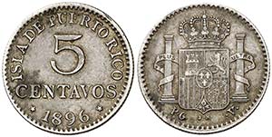 1896. Alfonso XIII. Puerto Rico. PGV. 5 ... 