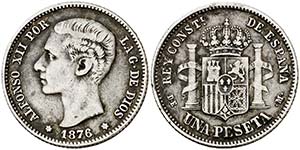 1876*1-76. Alfonso XII. DEM. 1 peseta. (Cal. ... 