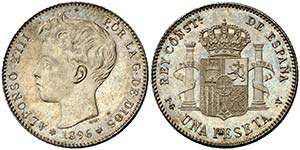 1896*1896. Alfonso XIII. PGV. 1 peseta. ... 