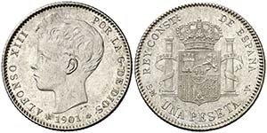 1901*1901. Alfonso XIII. SMV. 1 peseta. ... 