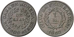 1840. Argentina. Buenos Aires. 1 real. (Kr. ... 