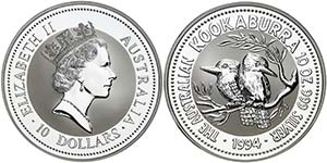 1994. Australia. Isabel II. 10 dólares. ... 