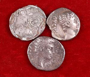 Lote de 3 denarios de Augusto, uno forrado. ... 