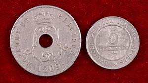1862 y 1909/8. Bélgica. 5 y 25 céntimos. ... 
