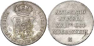 1833. Isabel II. Madrid. Módulo 2 reales. ... 