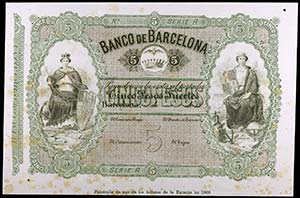 Banco de Barcelona. 5, 200 (dos) y 250 pesos ... 